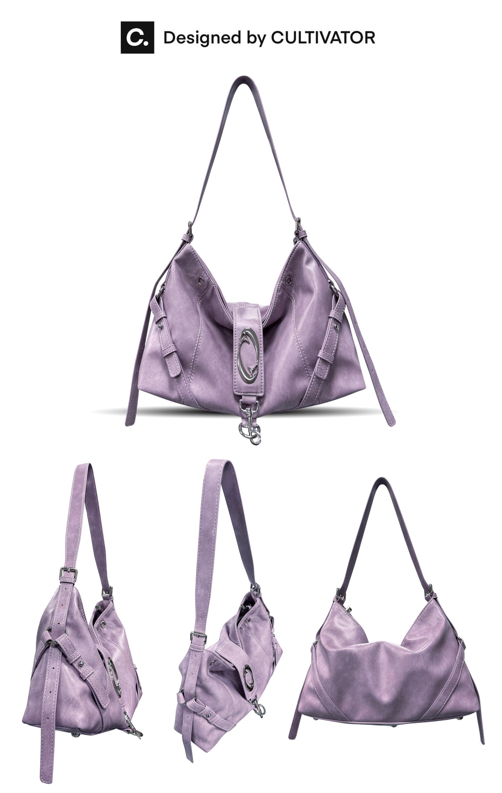 CULTIVATOR YS-25082 Crescent Hobo Shoulder Bag - Studio Multi-Angle Views