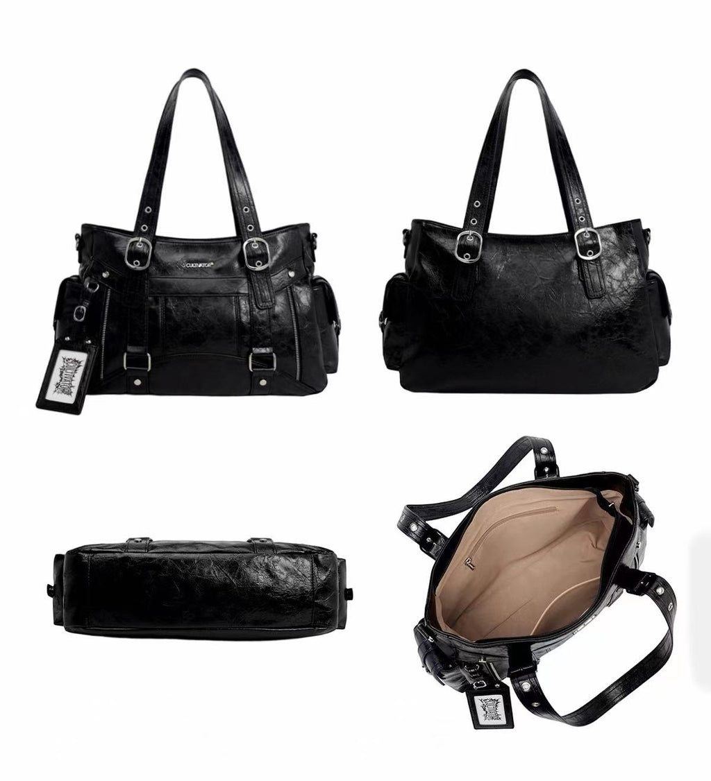 CULTIVATOR YS-25032 Moto Cargo Large Shoulder Bag - Studio 4-Angle and Interior Views