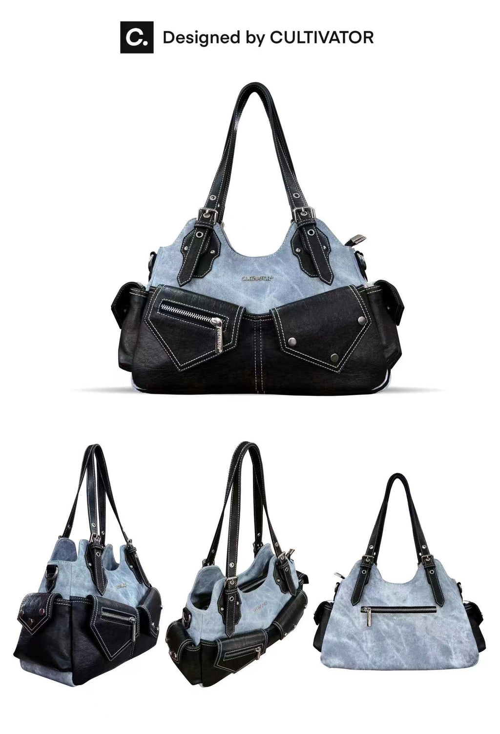 CULTIVATOR YS-23113 Cargo Shoulder Bag Blue - Studio Angles