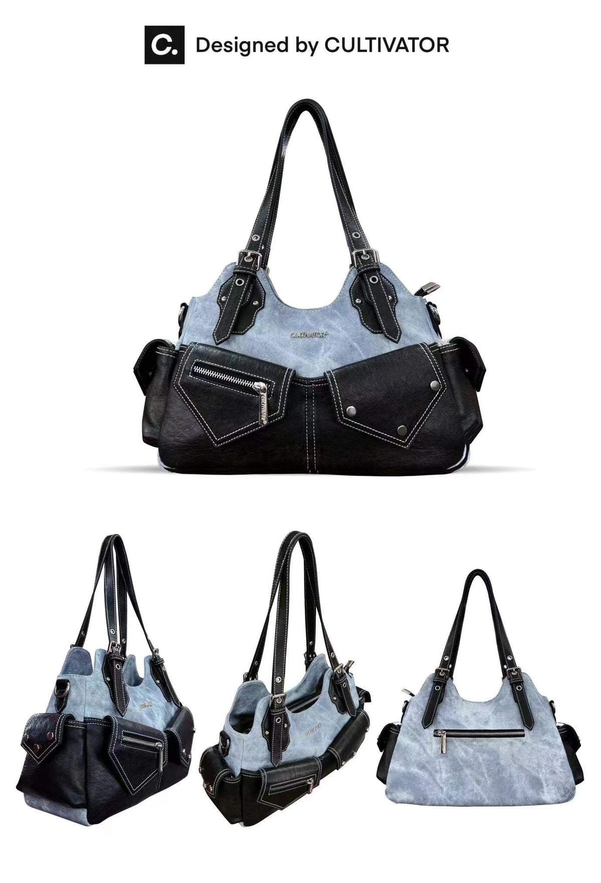 CULTIVATOR YS-23113 Cargo Shoulder Bag Blue - Studio Angles